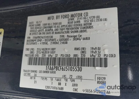2018 Ford Mustang Gt z USA, uszkodzony, nr VIN 1FA6P8CF6J5105530